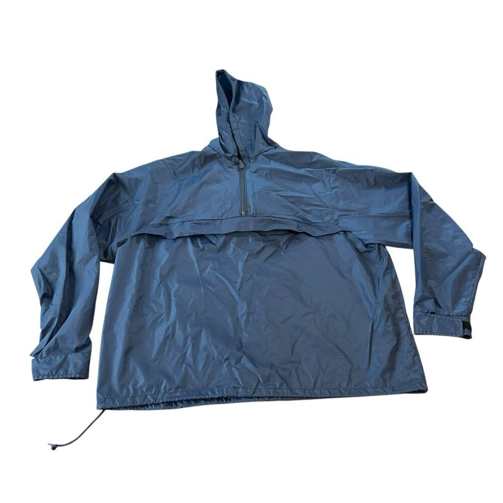 Woolrich Mens Wind Breaker Jacket XL Blue Half Zip 13027 Front Pouch Pocket